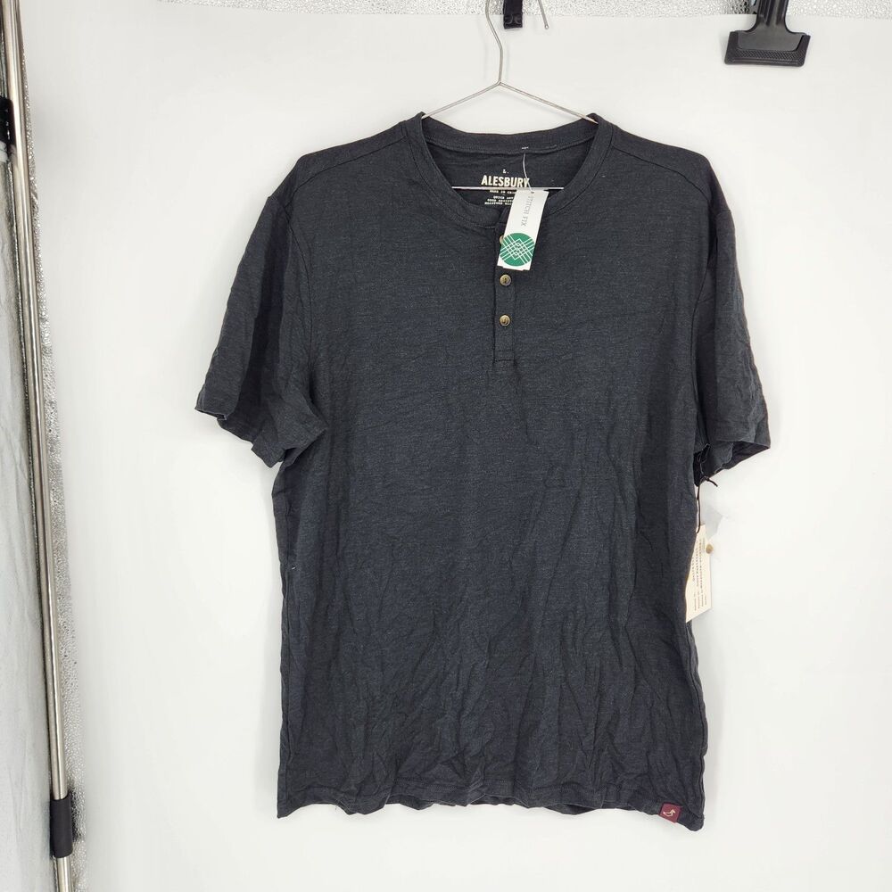 Alesbury Men's Black Large Don Modal Jersey Henley Shirt NWT
